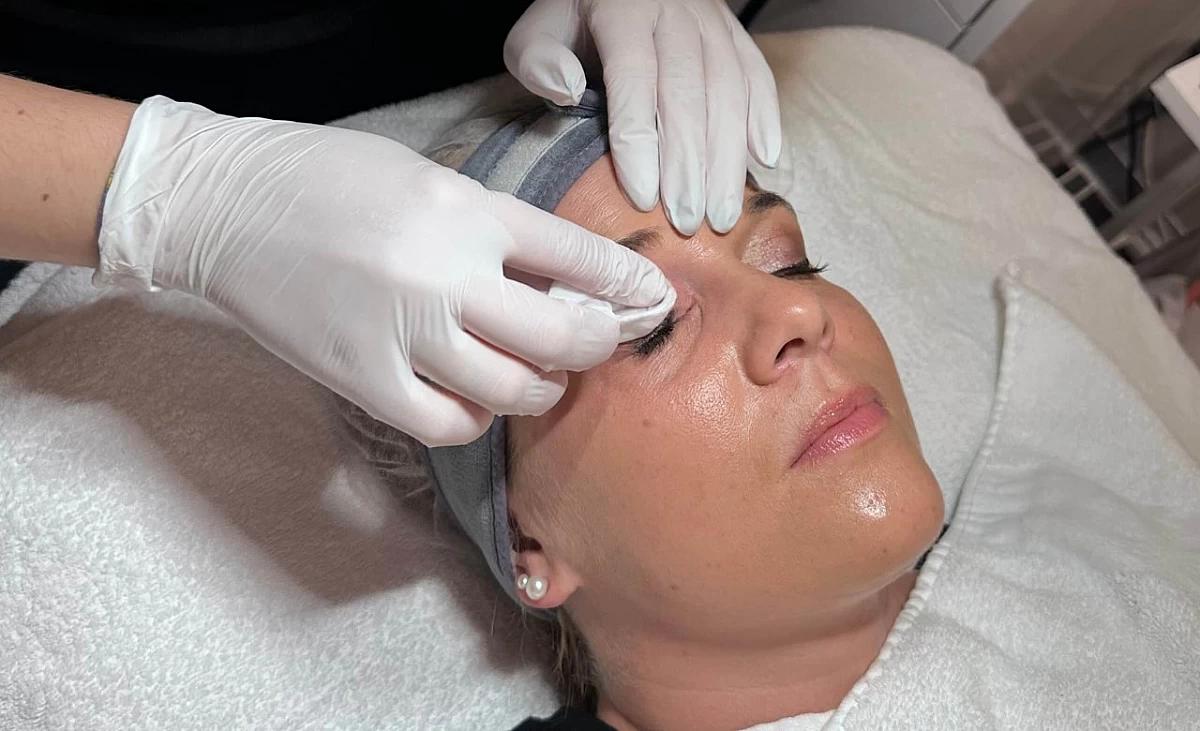 Client removes make-up before treatment.