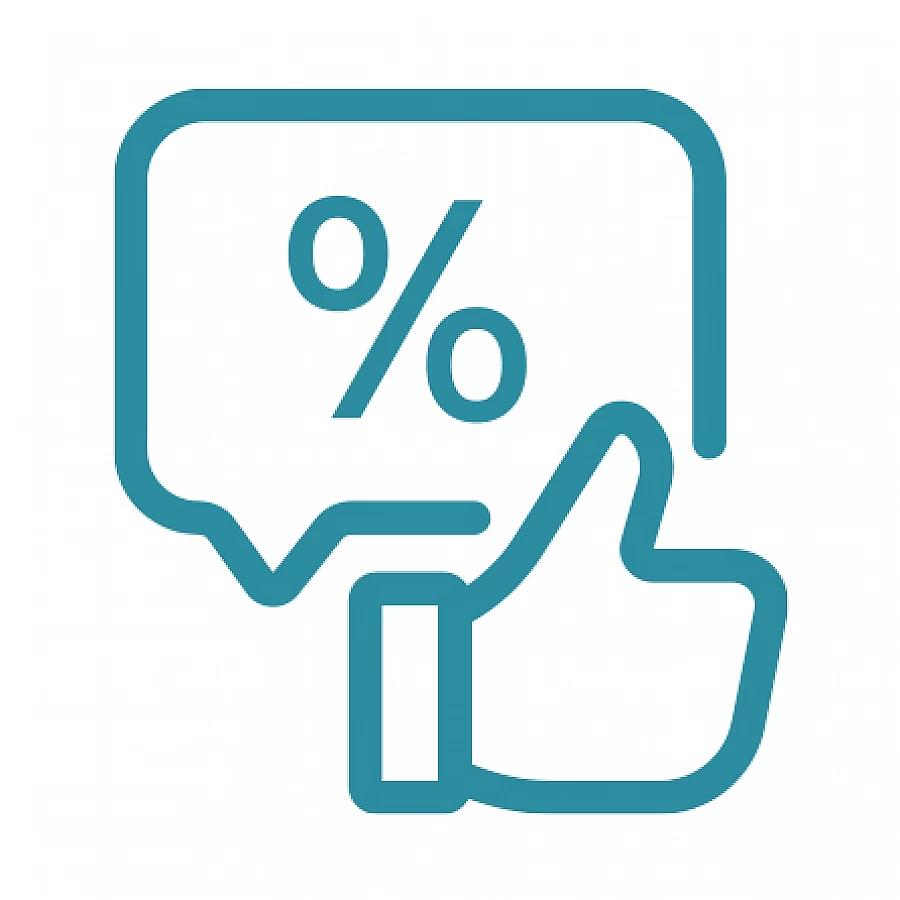 Percentage icon in turquoise colour