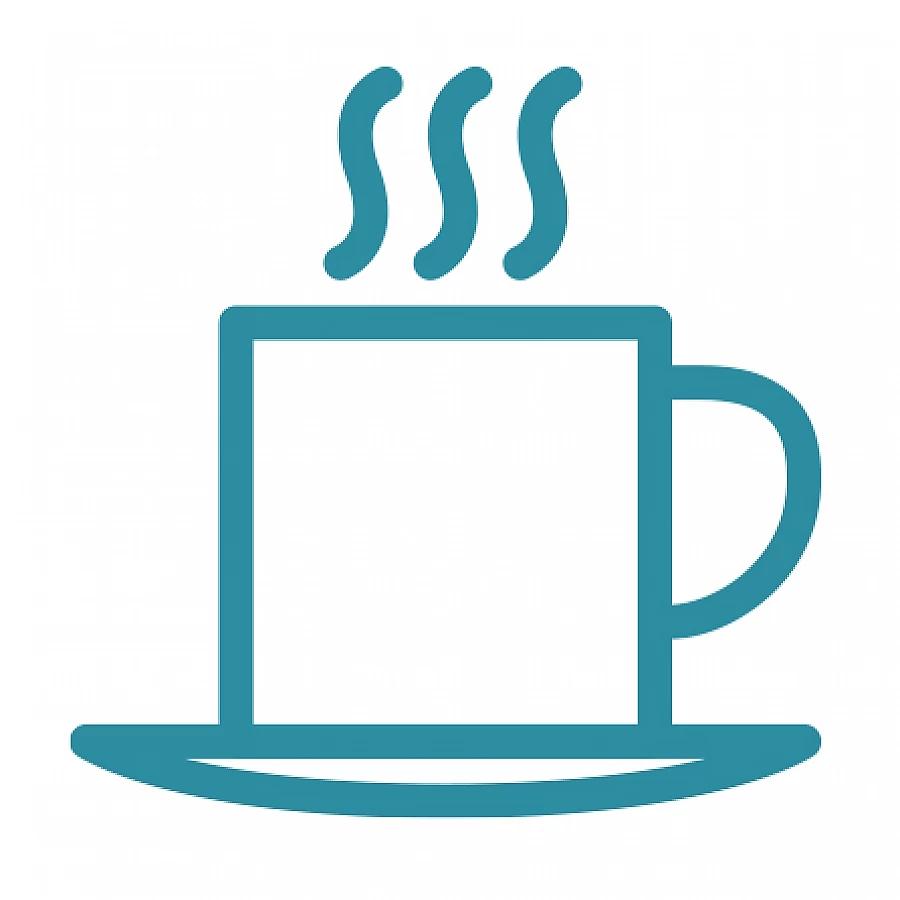 Coffee cup symbol in turquoise colour