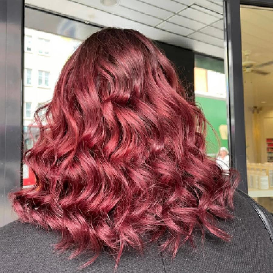 Bright red wavy hair