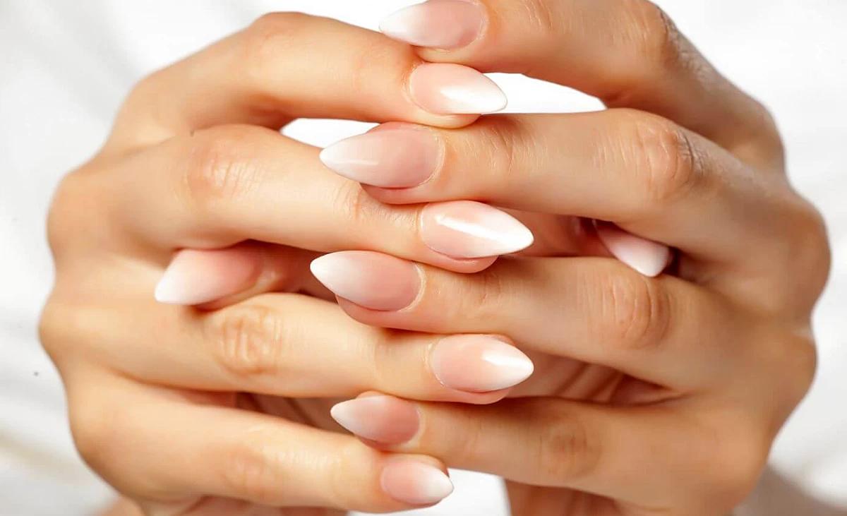 Women's nails pink white