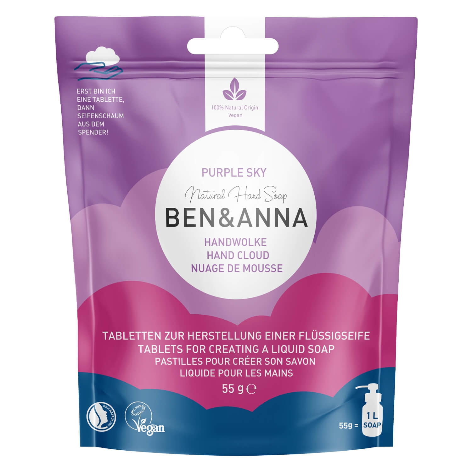 Produktbild von BEN&ANNA - Handwolke Purple Sky