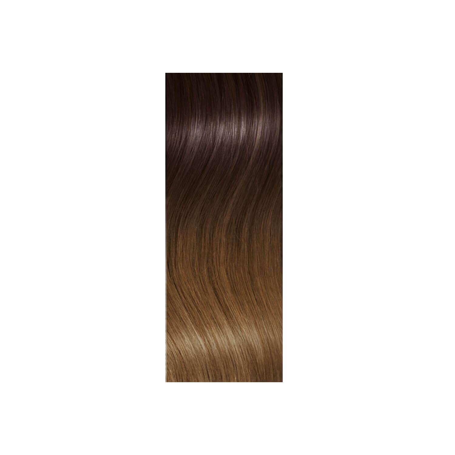 SHE Bonding-System Hair Extensions Straight Ombré - T6/12 Hell Kastanie/Helles Goldblond 55/60cm