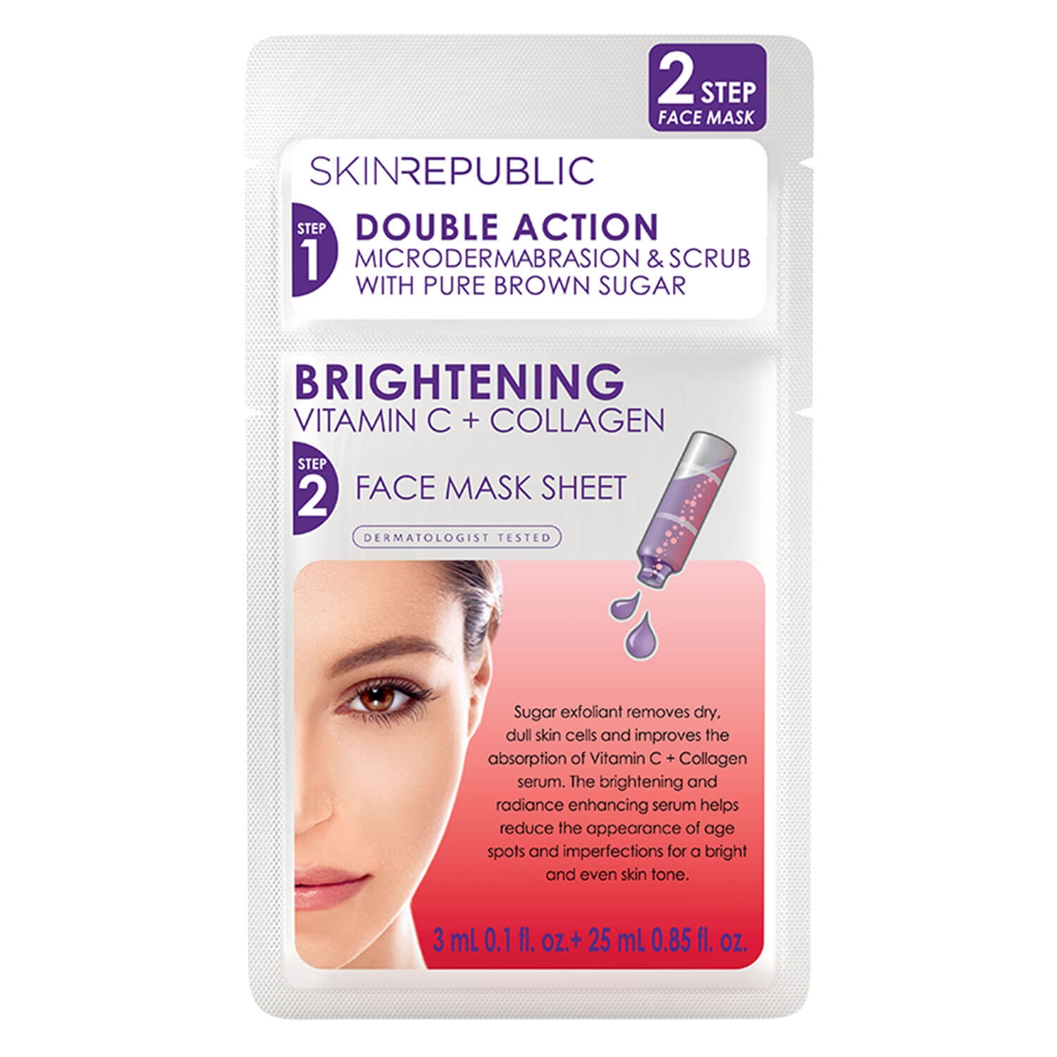 Produktbild von Skin Republic - 2 Step Brightening Vitamin C + Collagen Face Mask