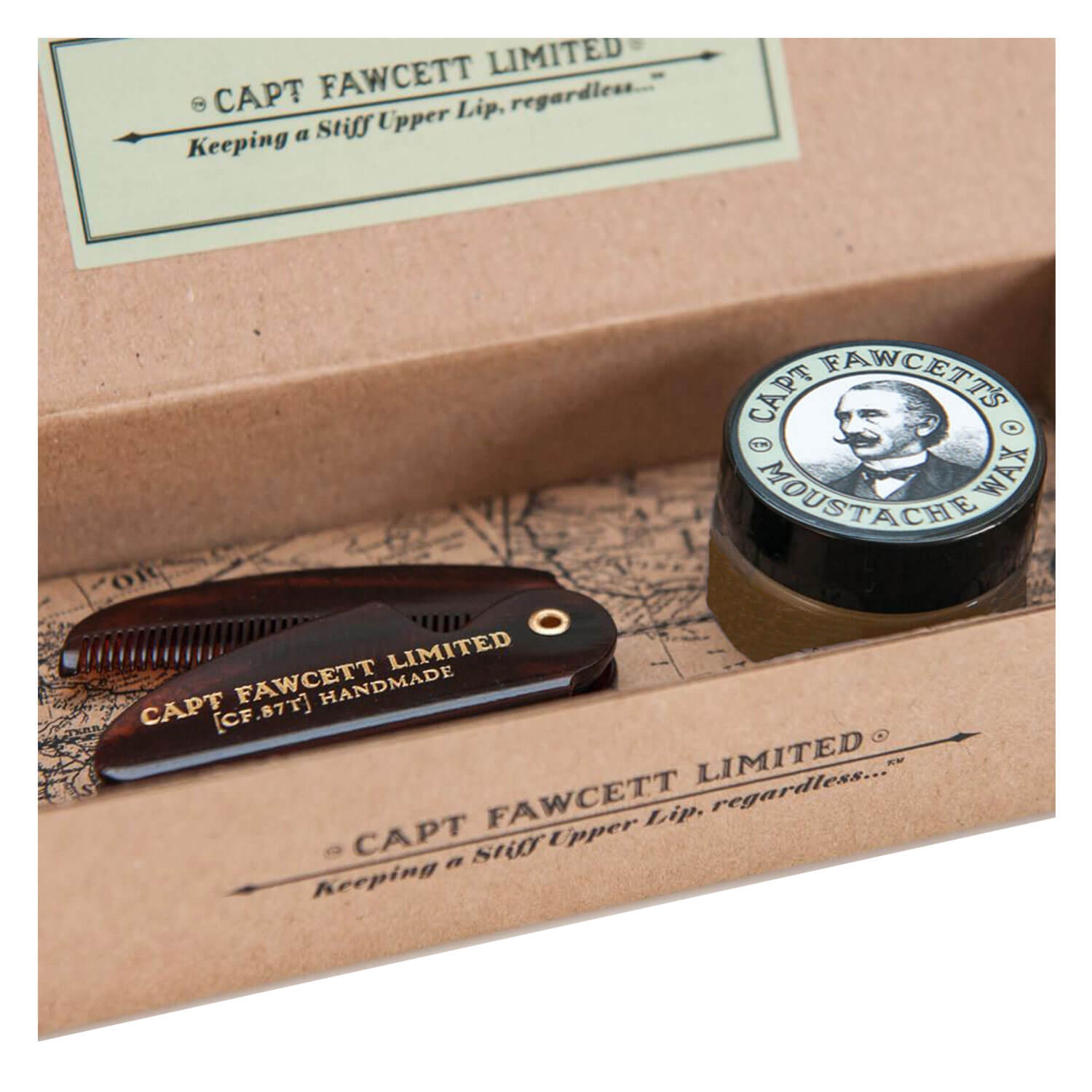 Produktbild von Capt. Fawcett Care - Ylang Ylang Moustache Wax & Folding Pocket Moustache Comb Kit