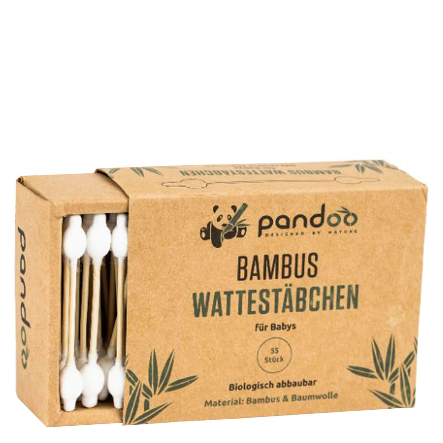 Produktbild von pandoo - Bambus Wattestäbchen mit Sicherheitskopf