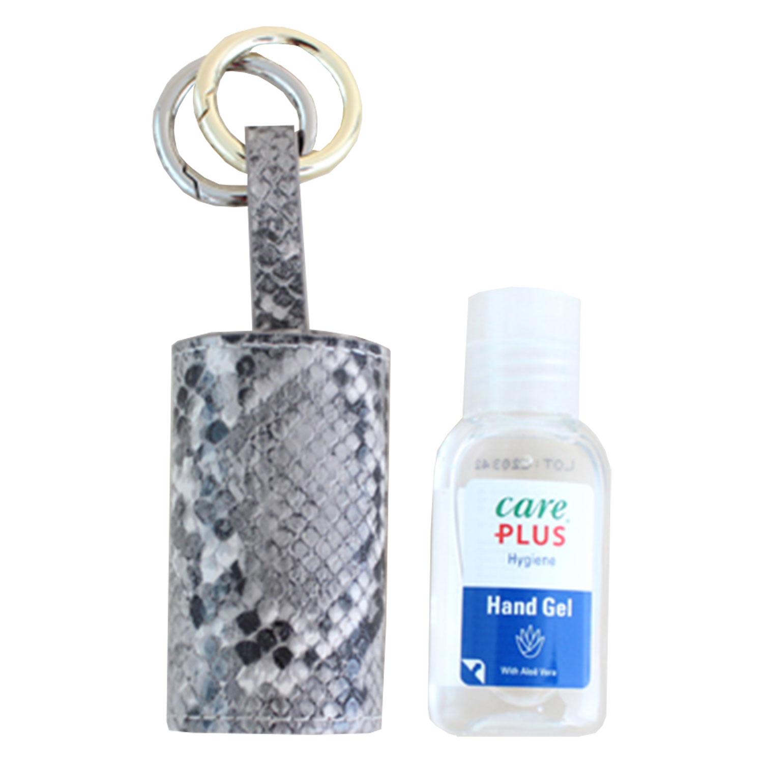 CARRY & CO. - Handcare Leather Case with Gold and Silver Key Ring Gray Snake