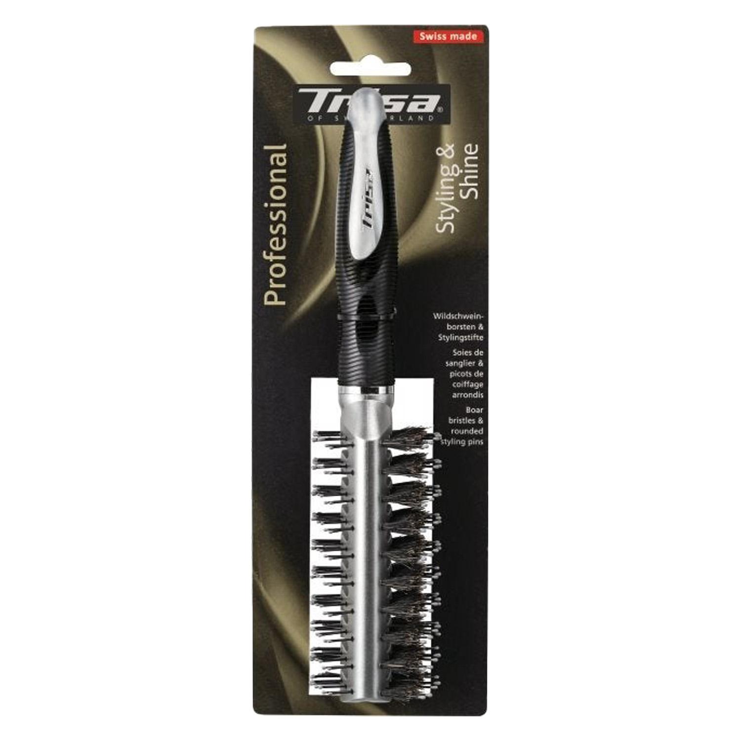 Trisa Hair Care - Professional Styling & Shine Boar Bristles & Rounded Styling Pins Black