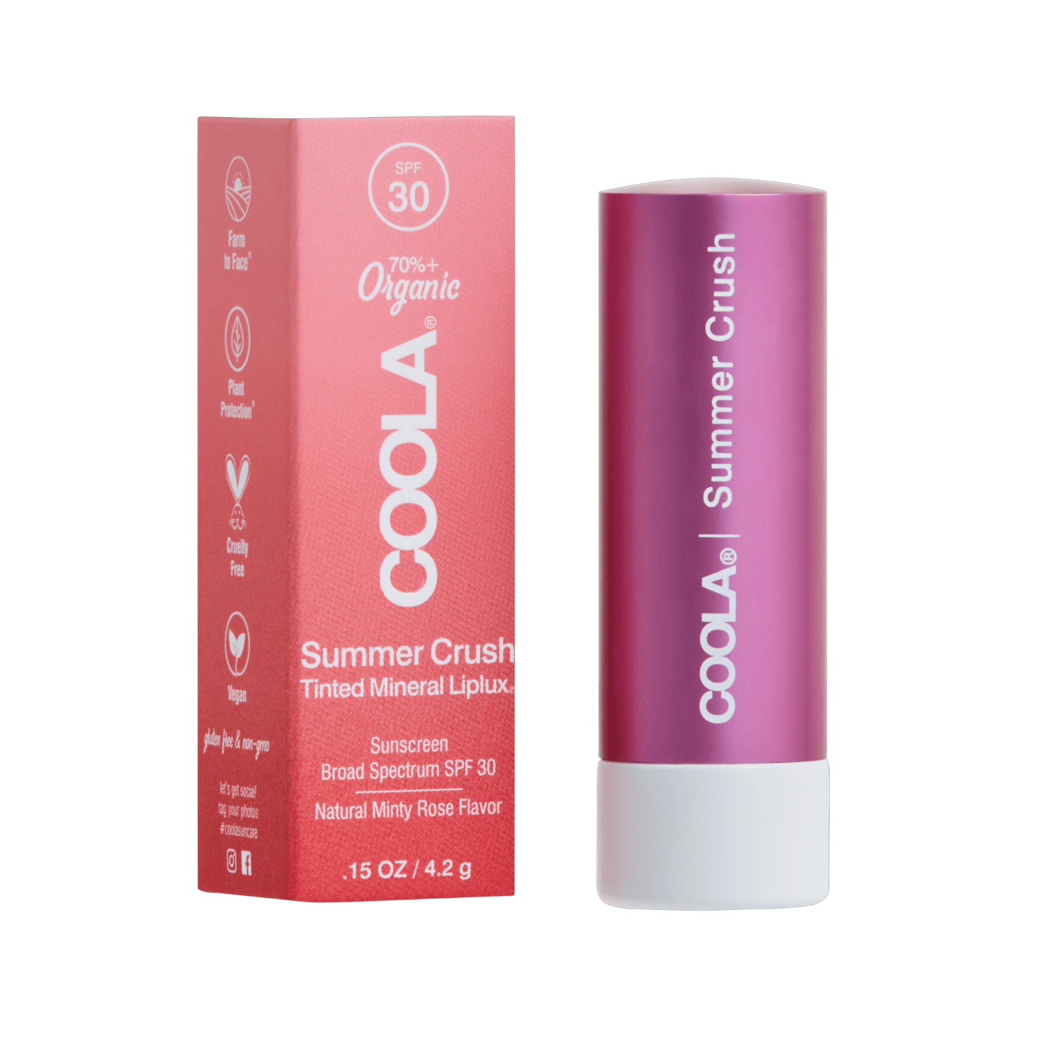 COOLA - Mineral Liplux Organic Tinted Lip Balm Sunscreen SPF30 Summer Crush