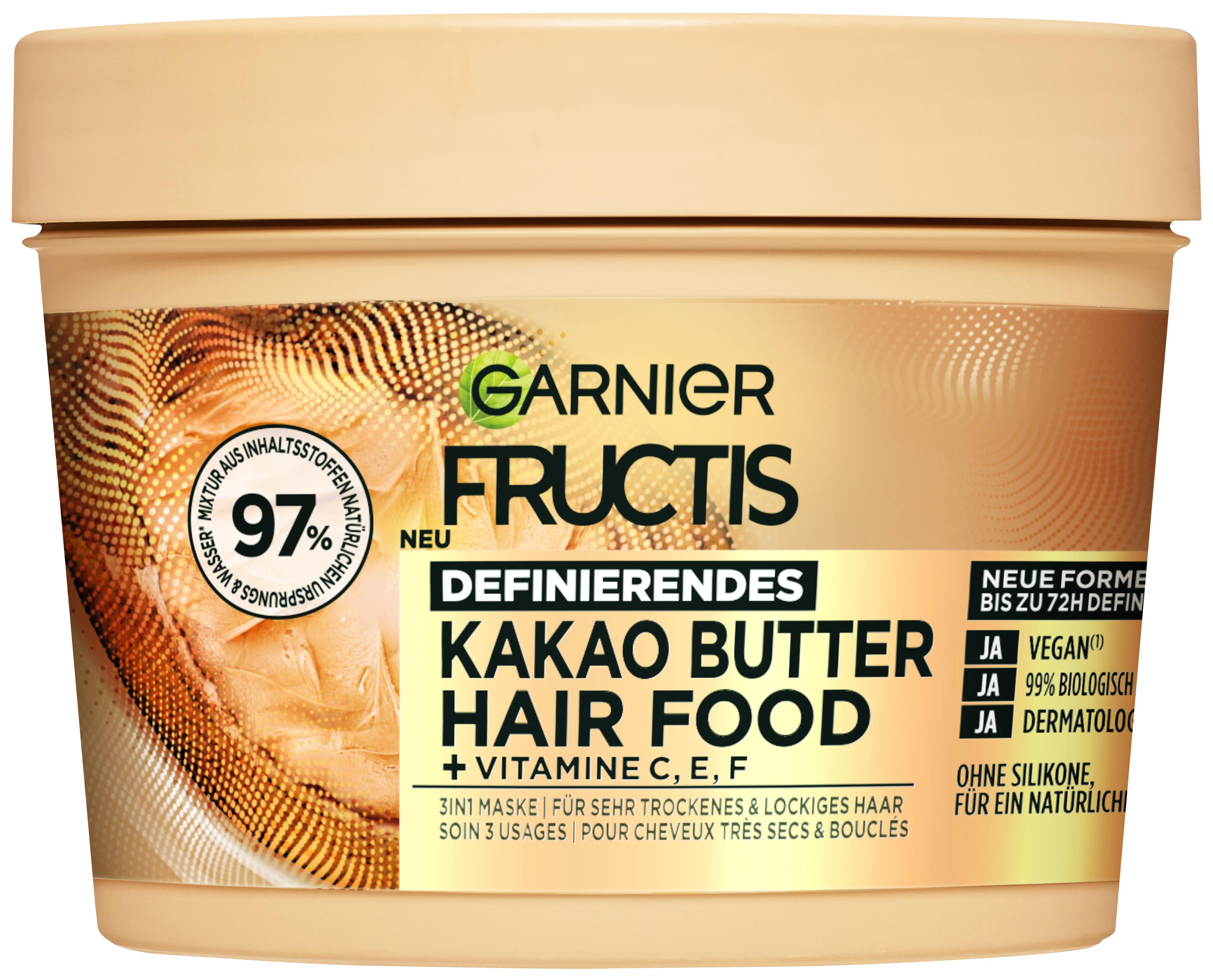 Fructis - Hair Food Masque capillaire 3 en1 Beurre de cacao pour cheveux secs et bouclés
