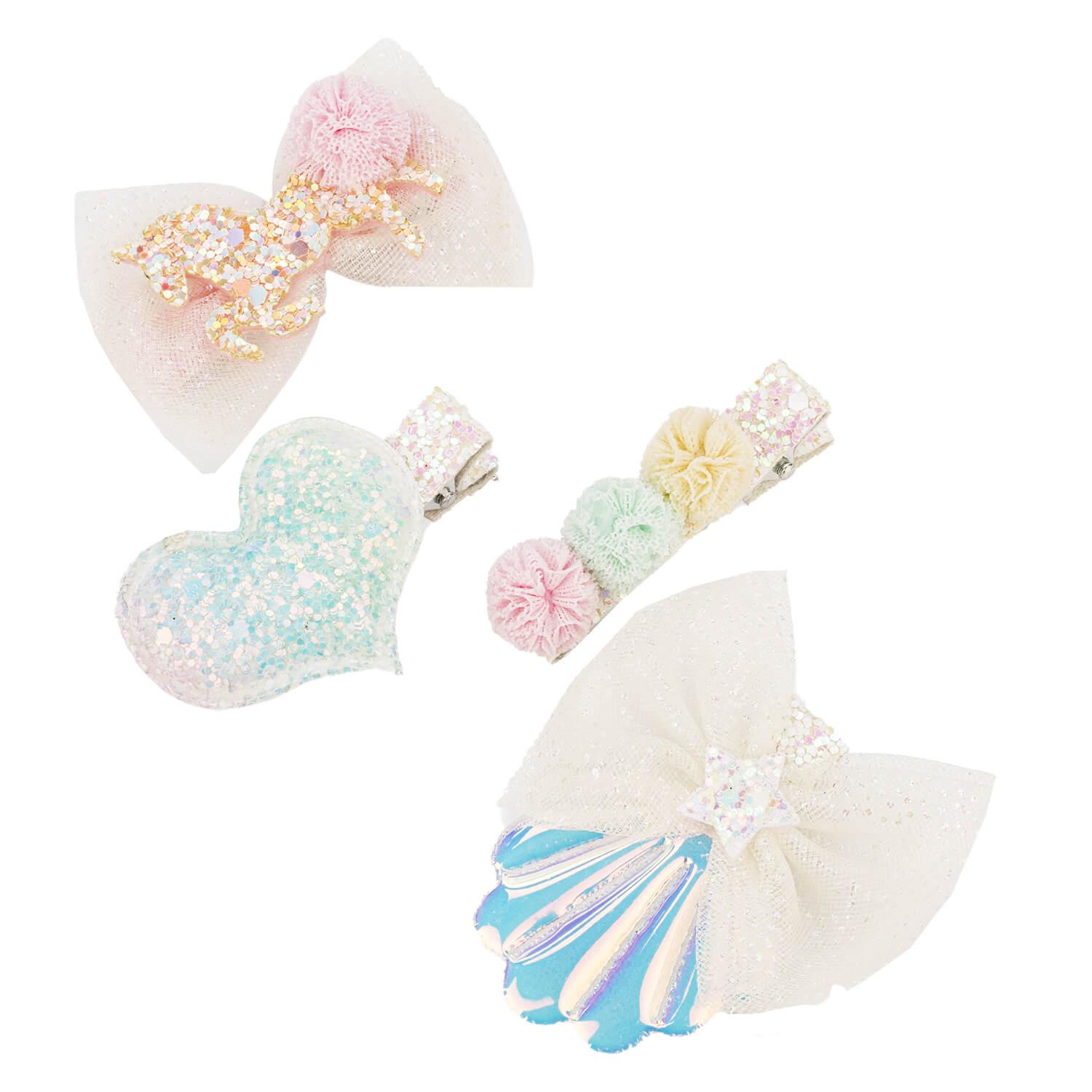 Hairclip for kids, blue, pink & ivory