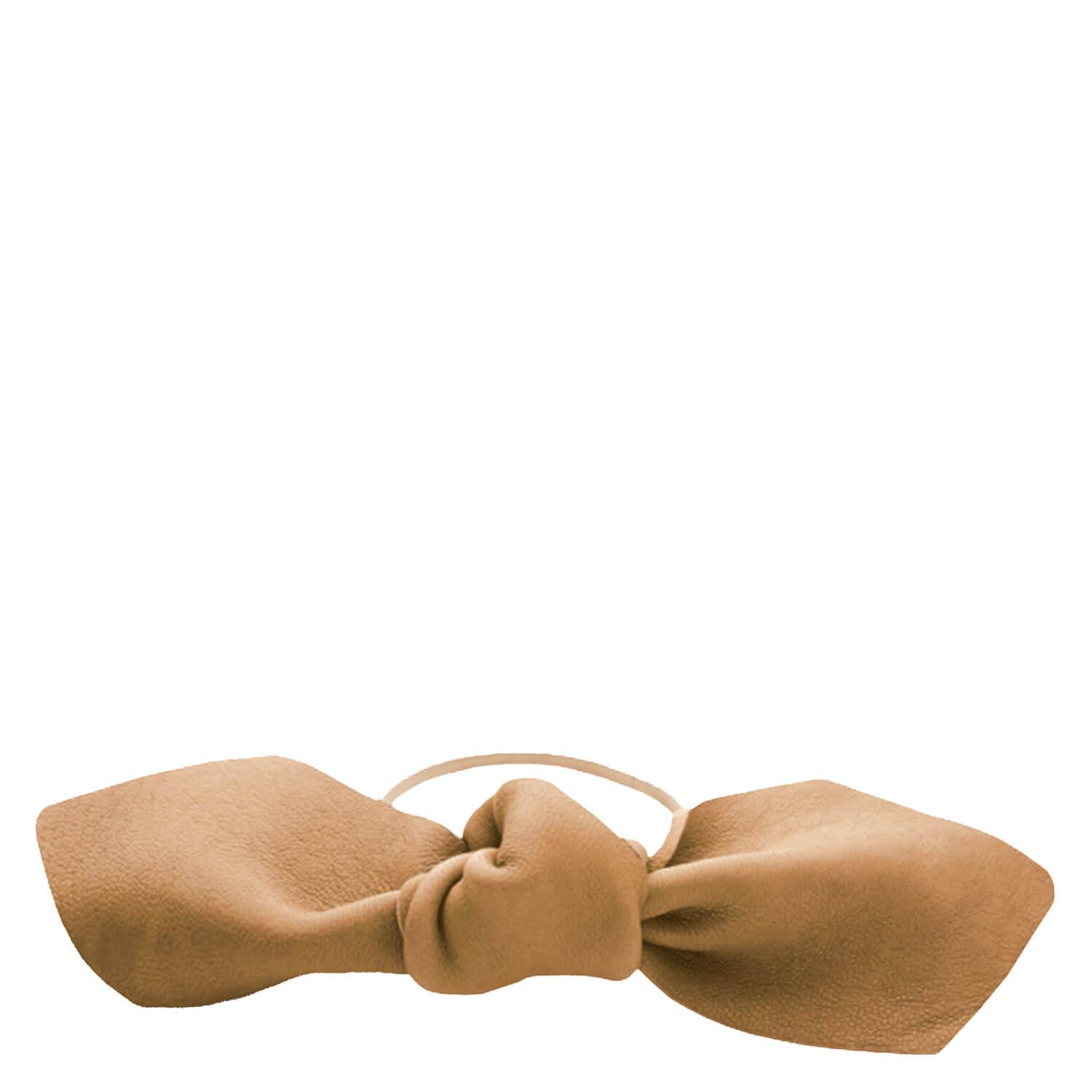 Corinne World - Leather Bow Big Hair Tie Camel