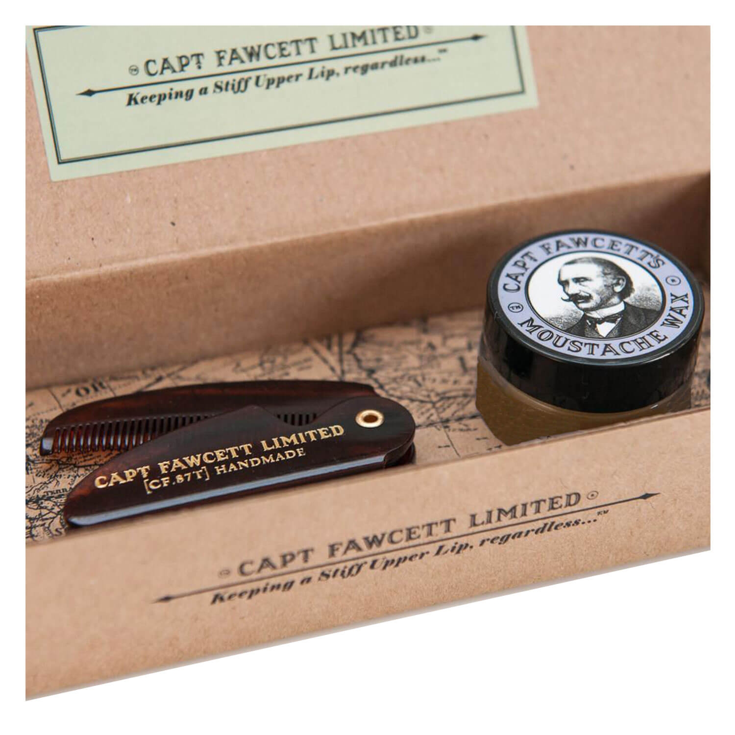 Produktbild von Capt. Fawcett Care - Lavender Moustache Wax & Folding Pocket Moustache Comb Kit