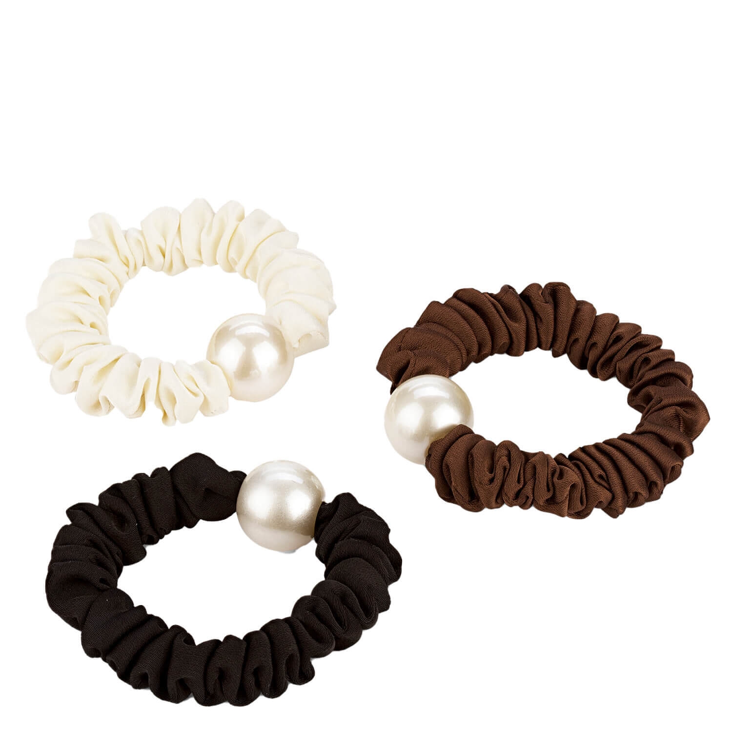 Produktbild von Haargummi mit Perle, schwarz, braun & beige