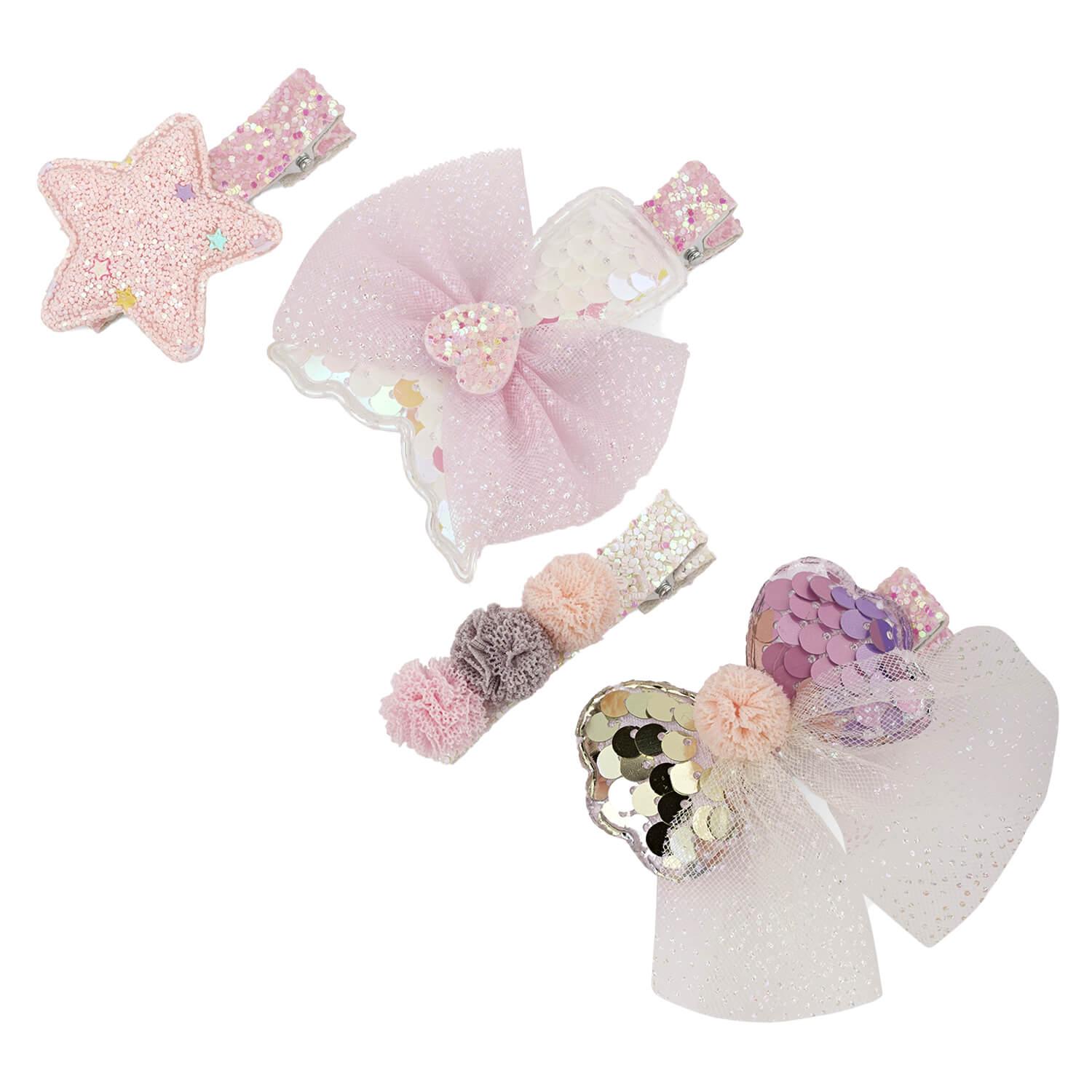 Hairclip for kids, gray, pink & ivory