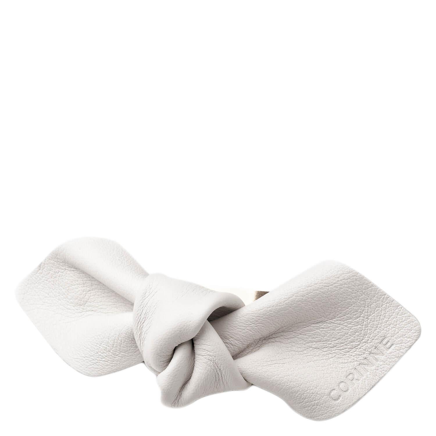Corinne World - Leather Bow Big On Hair Clip White