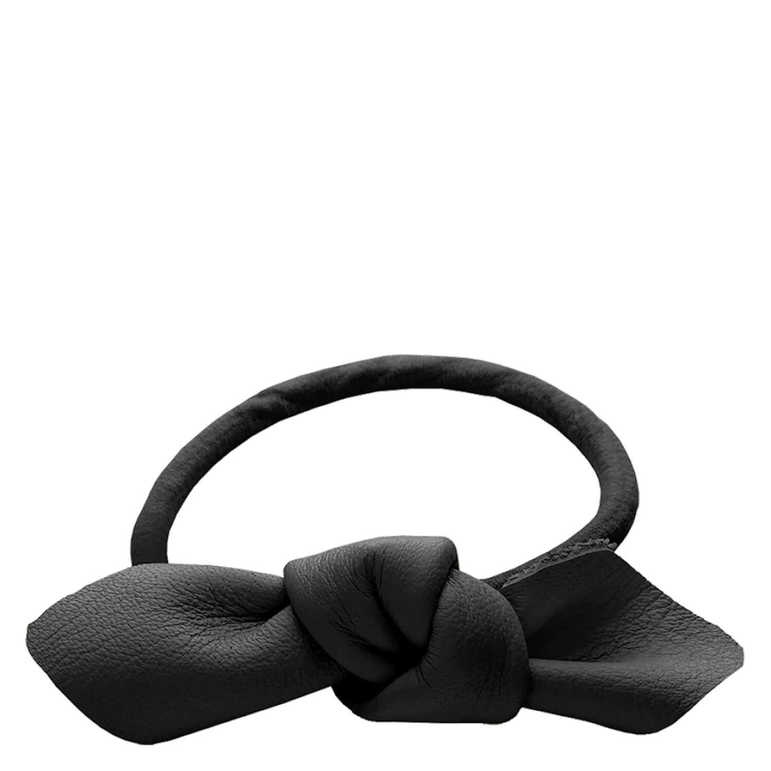 Corinne World - Leather Bow Small Hair Tie Black