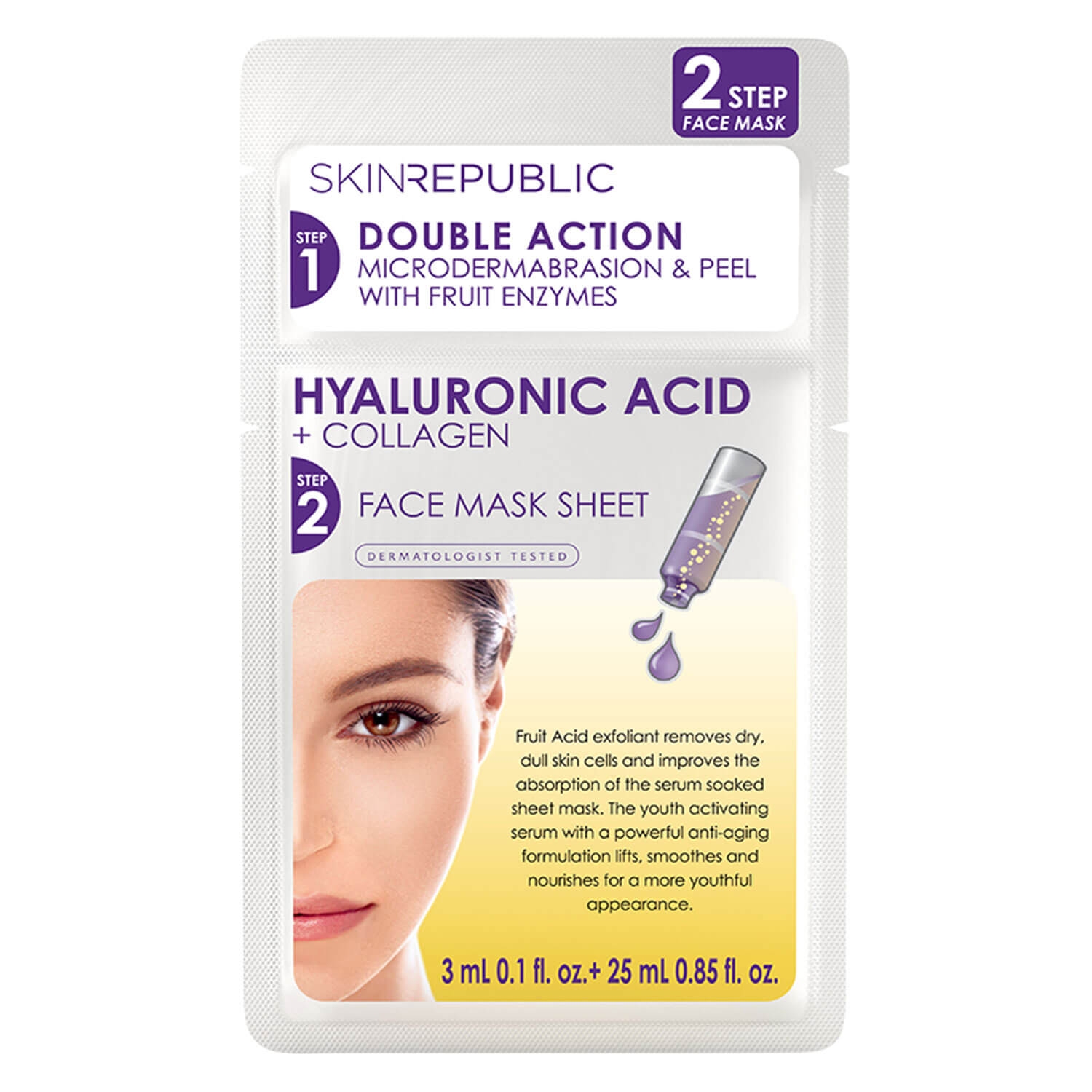 Produktbild von Skin Republic - 2 Step Hyaluronic Acid + Collagen Face Mask