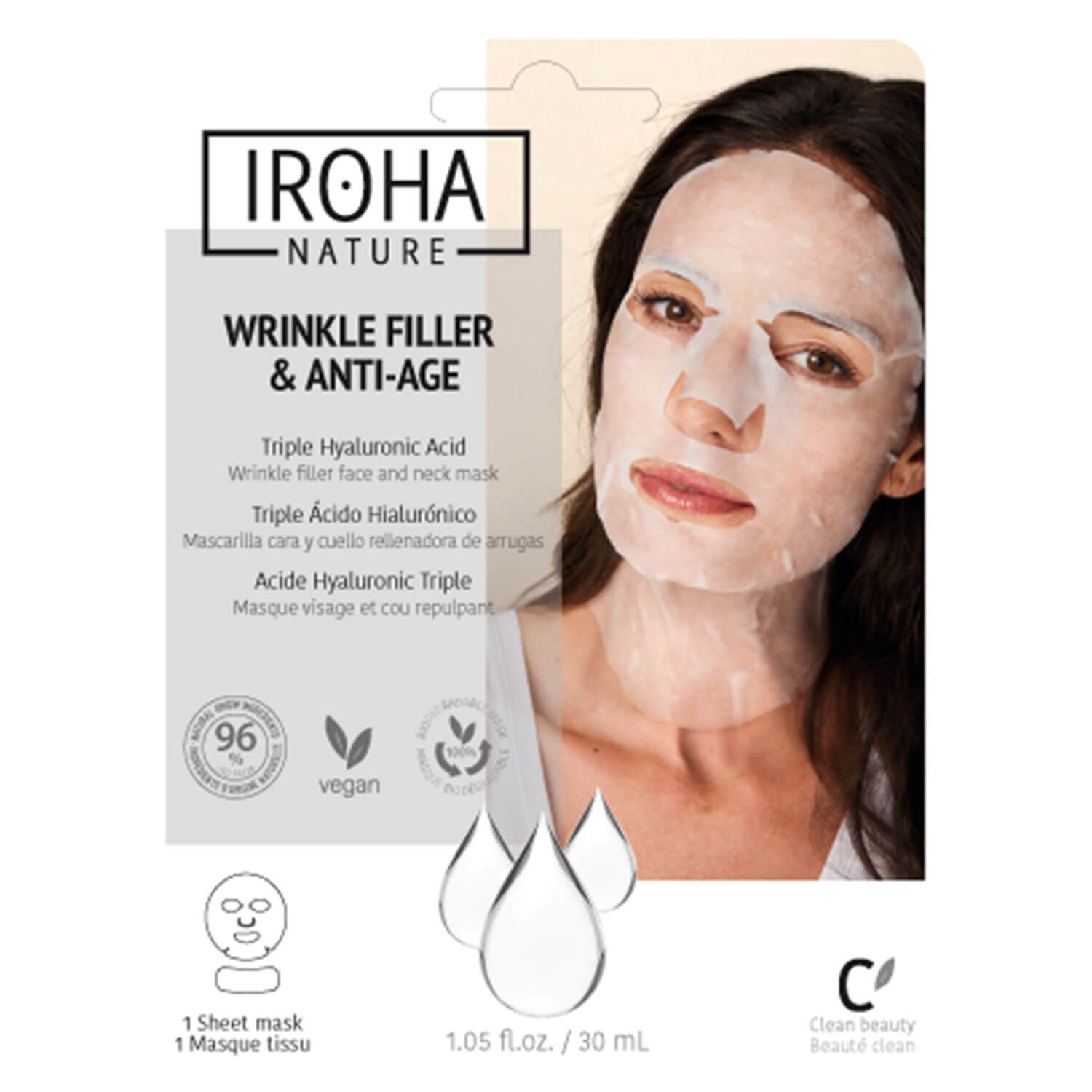 Image du produit de Iroha Nature - Wrinkle Filler & Anti-Age Triple Hyaluronic Acid Face & Neck Mask