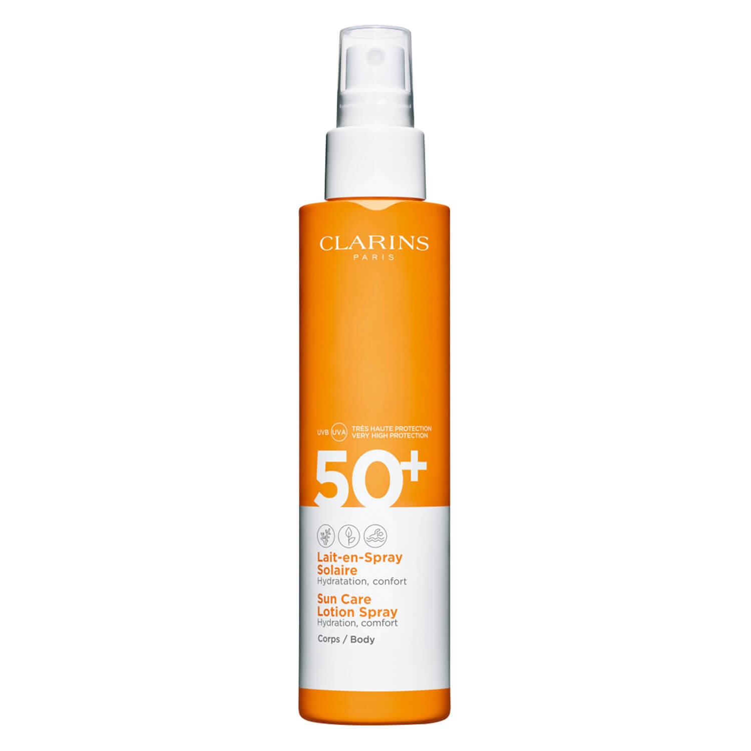 Product image from Clarins Sun - Lait-en-Spray Solaire Corps SPF50+