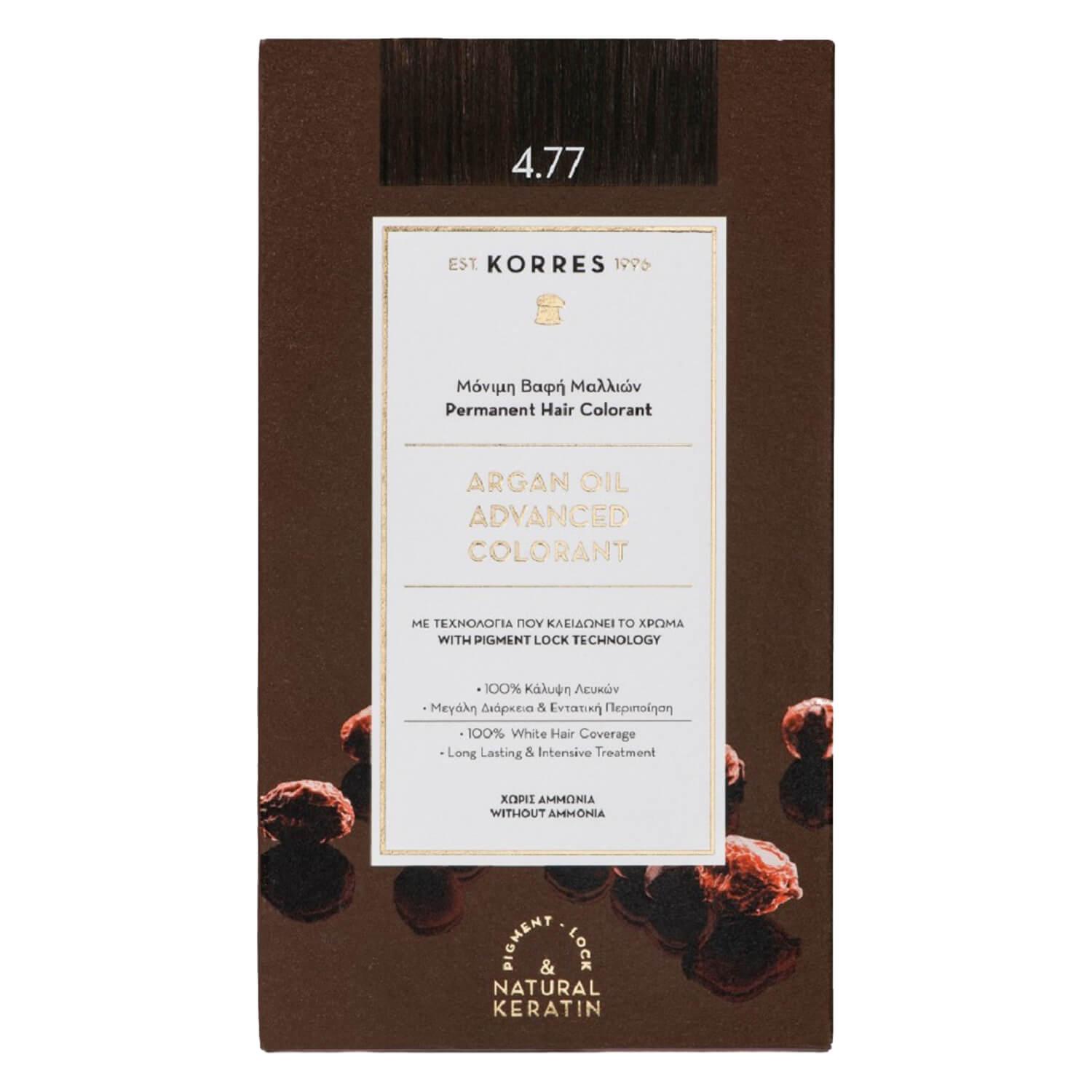 Korres Color - Argan Oil Advanced Hair Colorant Dark Chocolate 4.77