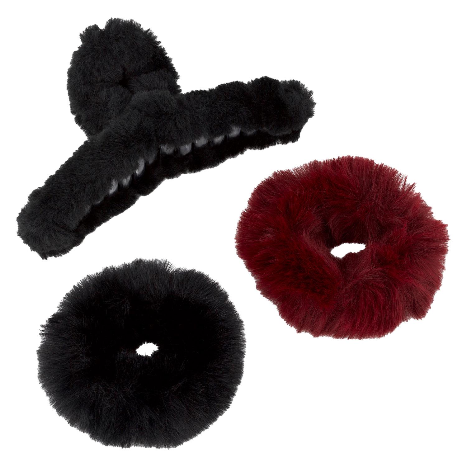 TRISA Hair - Fake Fur Kit, black & burgundy