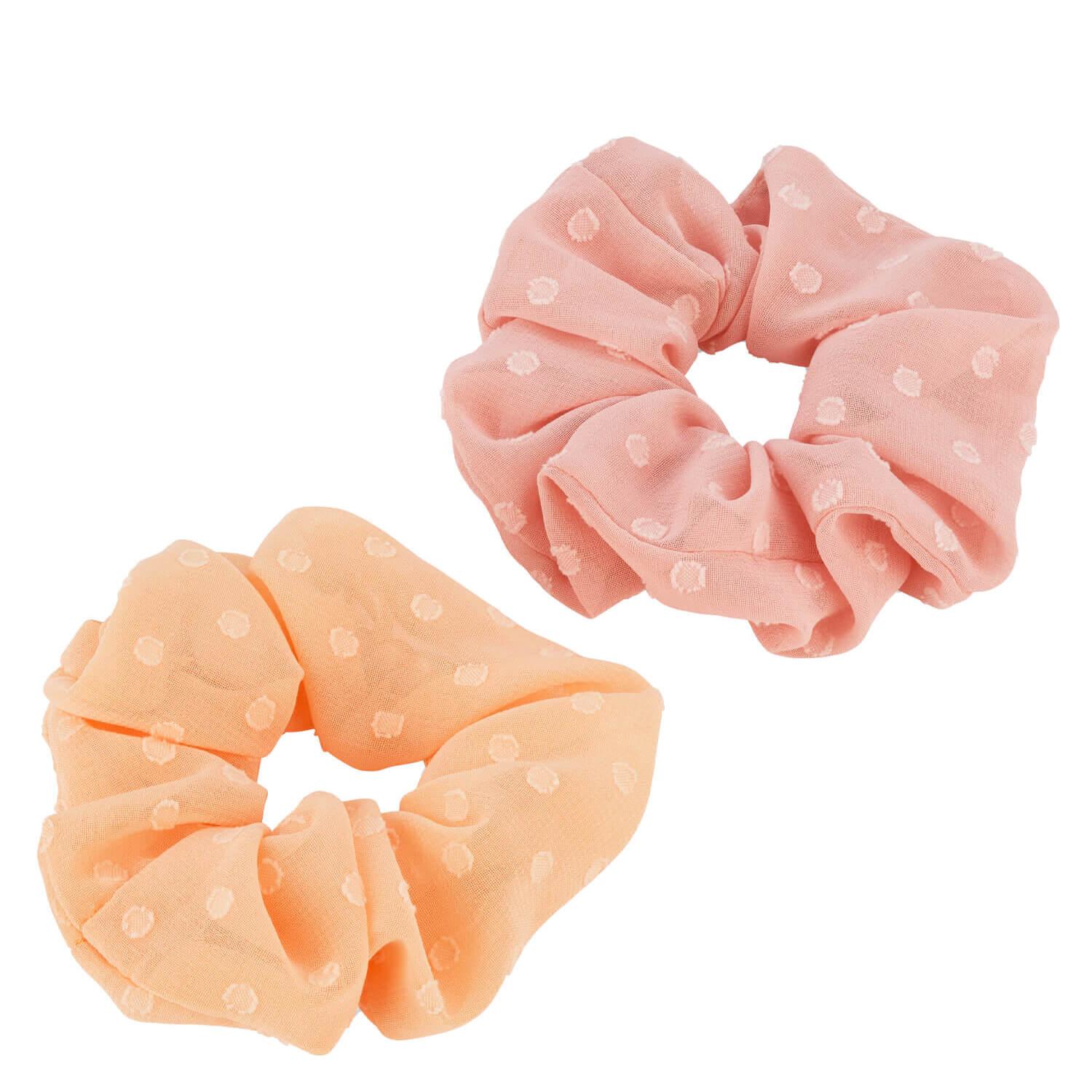 Twisted elastic scrunchie, light pink & salmon