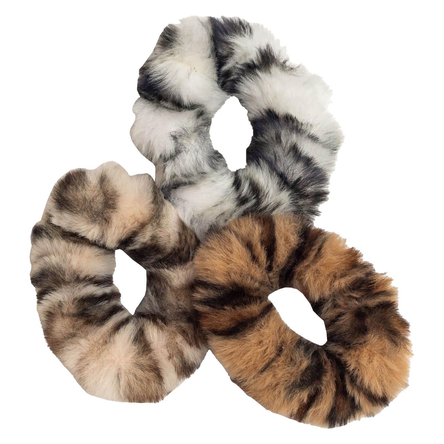 ZOË AYLA - Scrunchies Faux Fur Animal 3-Pack