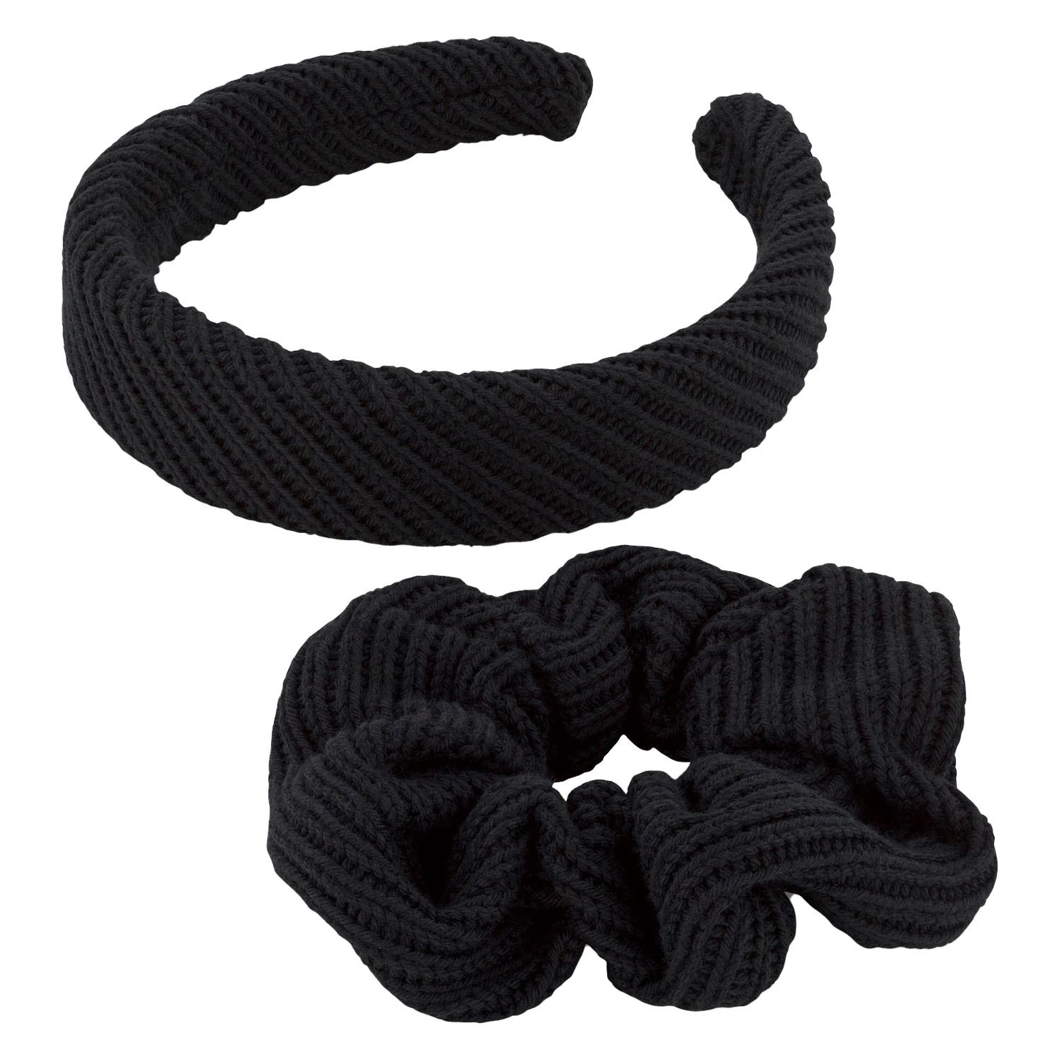 TRISA Hair - Knitted Hairband & Scrunchie, black