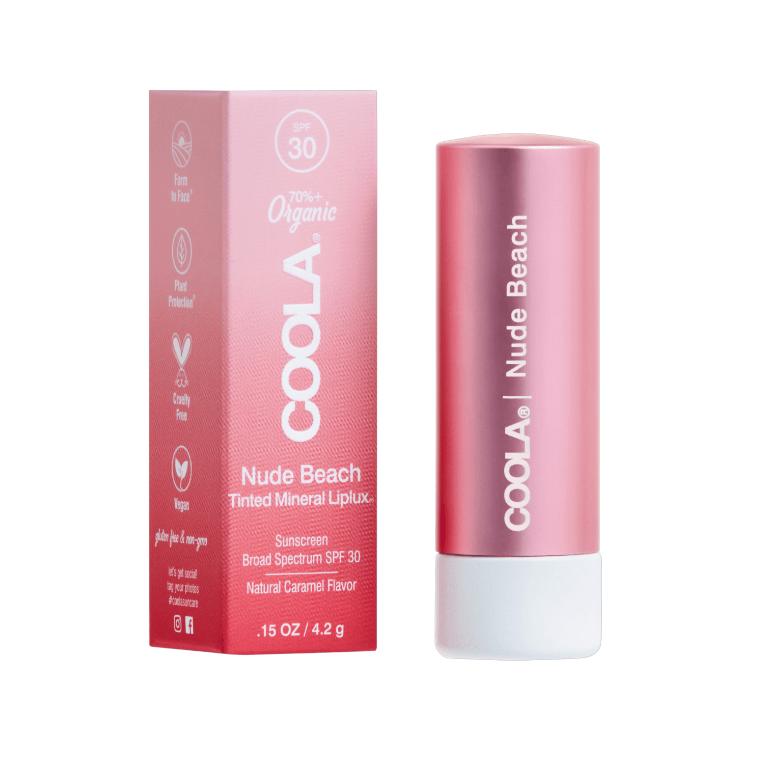 COOLA - Mineral Liplux Organic Tinted Lip Balm Sunscreen SPF30 Nude Beach