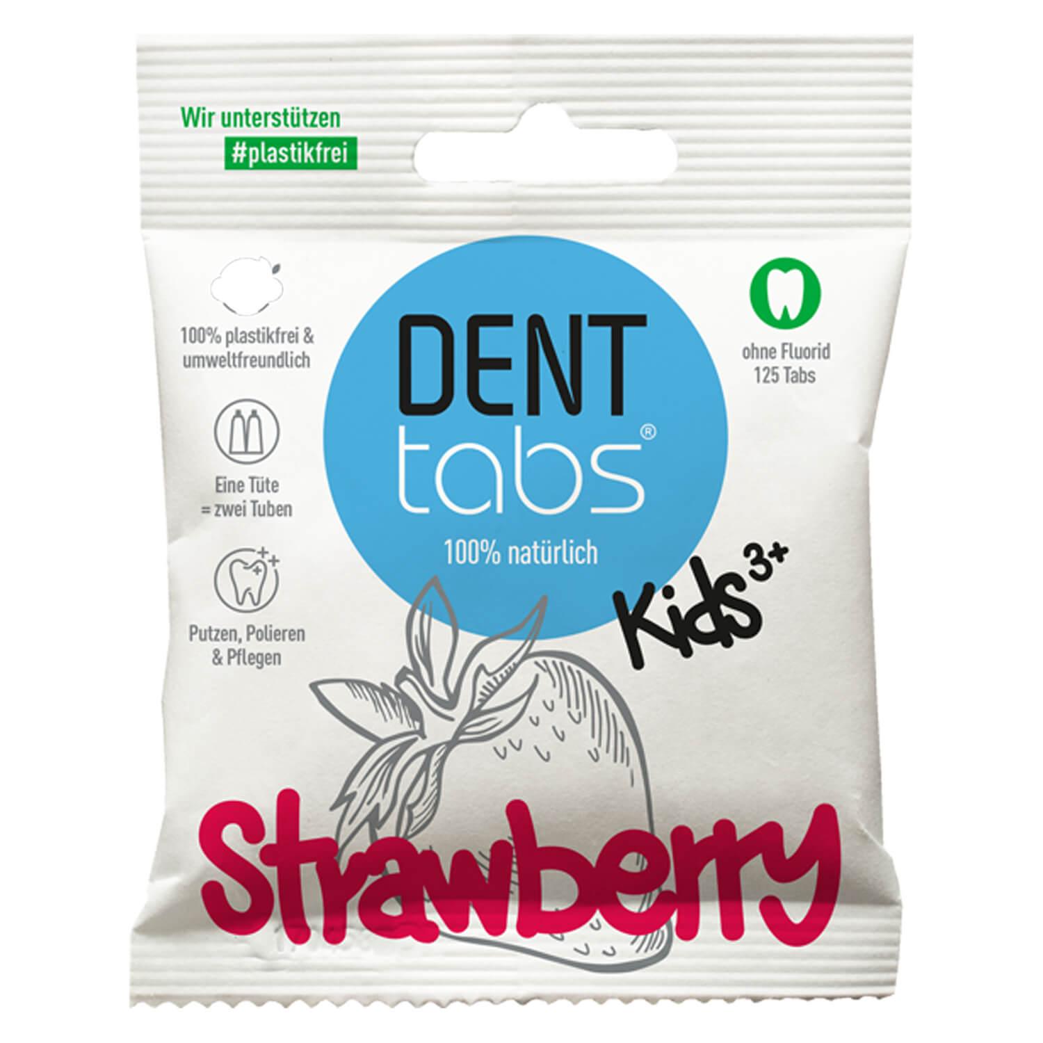 denttabs. - Toothbrush tablets Strawberry without Fluoride